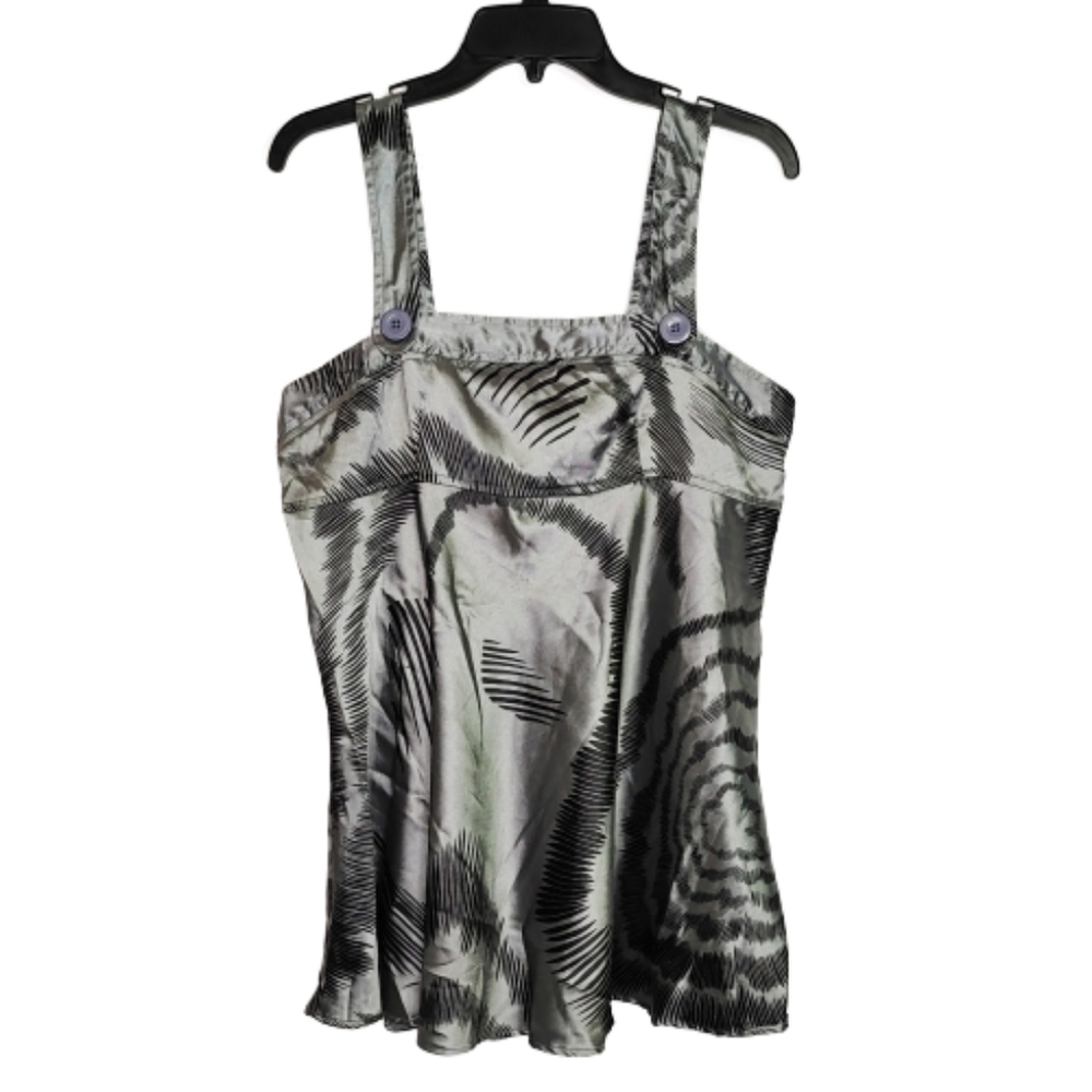 Tramp Metallic Gray Babydoll Tank Top Blouse Sz L